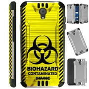 WORLD ACC Silver Guard Compatible with Cricket Icon | AT&T Radiant Core Case Slim Hybrid Phone Cover (Yellow Biohazard)