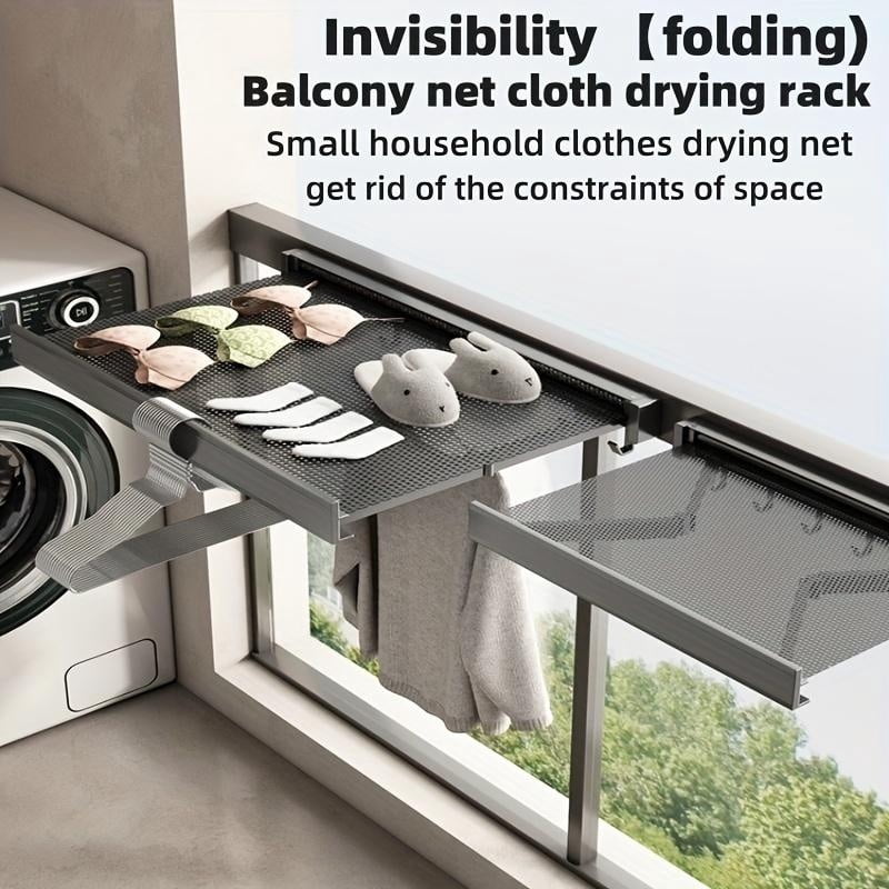 Compact Design Space-Saving Invisible Folding Balcony Net Cloth Drying Rack