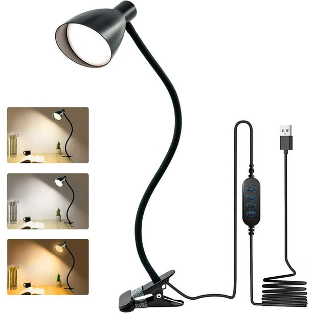 Lampe à Pince pour Lit d'Enfant en Bas Âge, Lampe de Table LED avec Clip  Dimmable, Arrêt Automatique / Fonction Flexible / Mémoire 360° (Noir) 