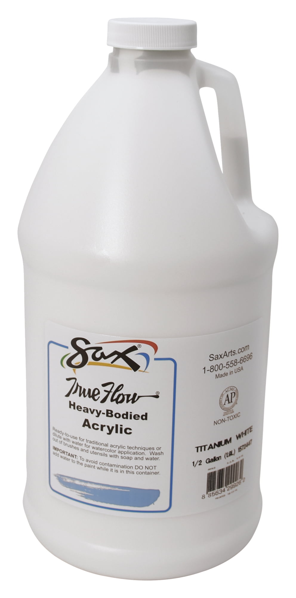 Sax True Flow Heavy Body Acrylic Paint, Half Gallon, Titanium White