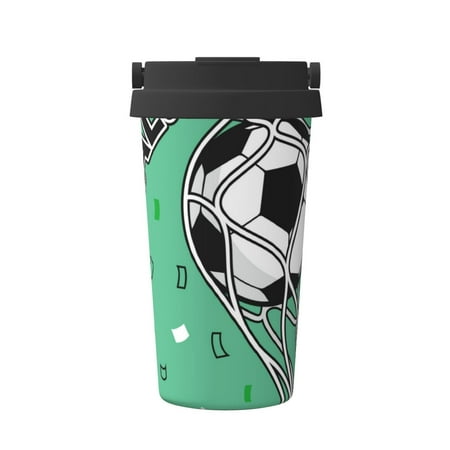 

Logiee BALL INSIDE THE NET GOAL Print Stainless Steel Coffee Tumbler Travel Coffee Mug Insulated Coffee Mug with Lid Spill Proof Coffee Cup Portable Thermal Mug