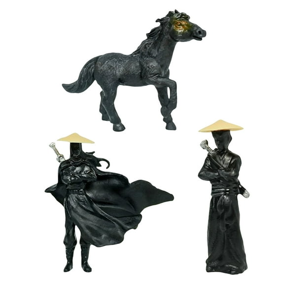 3D Printed Toys,Samurai Figurine Set with Horse – 3-Piece Collectible Japanese Warrior Figures, Detailed Hand-Painted Miniatures for Display, Decor, and Gifts