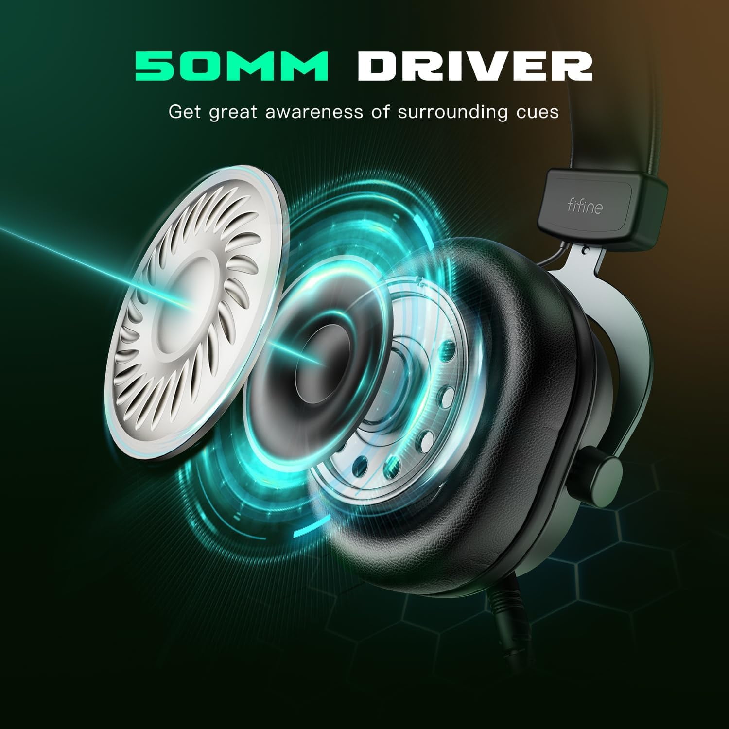FIFINE H6 Wired Gaming Headset with Microphone for Computer PC, PS5/PS4, 330g Lightweight, USB Control Box with 7.1 Sound, EQ Mode for FPS Gamer
