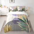 thumbnail image 1 of Manfei Beige Purple Gold Minimalist Twin Bedding Sets 7pcs, Contemporary Geometric Bedding Comforter Set, Leaves Sun Print Sheet Sets, Breathable Home Decor, 1 of 7