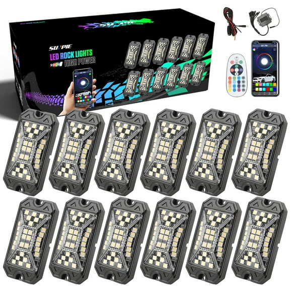 Luz de Rocas SUNPIE 12 Pods RGBW con Ángulo Completo Resistente al Agua