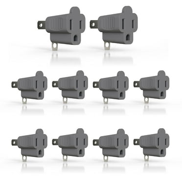ELEGRP 2 Prong to 3 Prong Outlet Plug Adapter, Three Prong to Two Prong Adapter Converters for Wall Outlets Plugs, Polarized Grounding Plug Adapter, ETL Listed, 10 Pack, Gray