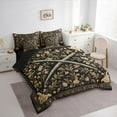 thumbnail image 3 of Manfei Retro Rustic Flower 7pcs Bedding Comforter Set,Country Floral Queen Bedding Sets,Brown Black Queen Sheet Sets For Girl Boy,Luxury Bedroom Decor Reversible, 3 of 8