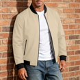 thumbnail image 6 of Men's Casual Lightweight Bomber Jacket Zip Up Stand Collar Baseball Jacket Solid Color Casual Windproof Jacket For Spring Autu Commute Casual Daily Outings, 6 of 9