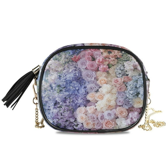 Womens Casual Chain Shoulder Bag Simple style Colorful Floral Arrangement Painting Crossbody Bag