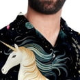 thumbnail image 5 of Starry Unicorn Men's Hawaiian Button Down Short Sleeve Casual Printed Summer Beach Unisex Shirt, 5 of 6