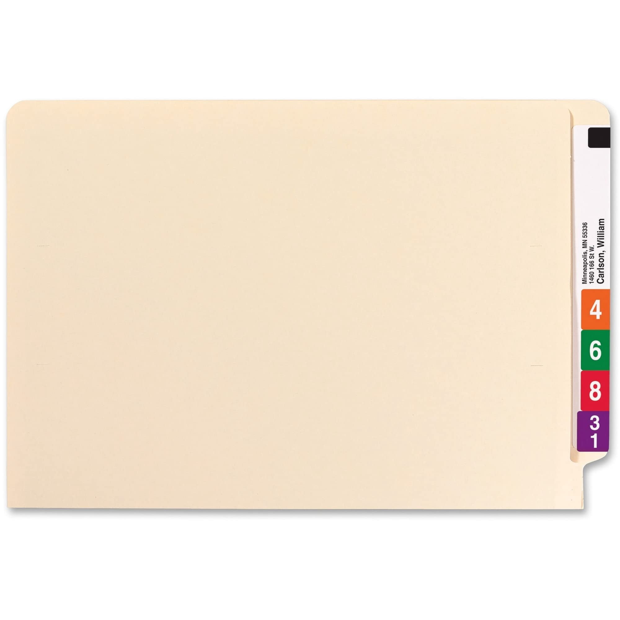 Smead® Manila Reinforced End-Tab Folders, Straight Cut, Legal Size, Pack Of 100