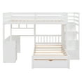 thumbnail image 6 of Harper & Bright Designs Full Over Twin Bunk Bed with Desk, Drawers and Shelves, L-Shaped Bunkbeds with Storage Staircase for Adults Bedroom, White, 6 of 16