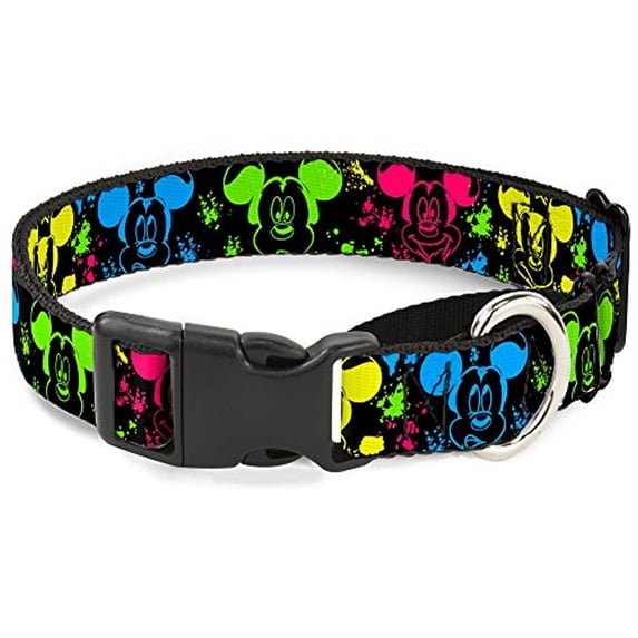 Buckle-Down "Mickey Expressions Paint Splatter Neon" Martingale Dog Collar