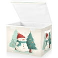 thumbnail image 2 of Storage Box With Lid 16.5x12.6x11.8In Foldable Stacked Household Storage Box Watercolor Christmas Snowman, 2 of 7