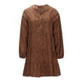 thumbnail image 4 of Herrnalise Women’s Dresses Summer 2024 Casual Loose Buttons Leopard Print Lantern Sleeve Printing Long Sleeve V-Neck Dress S-XL, 4 of 8