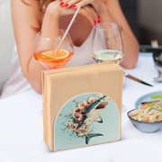 WOBOGO A Shark Full Of Flowers Clear Acrylic Napkin Holder Kitchen Tissue Face Towel Cocktail Rack Bar Restaurant Dinner Paper Dispenser