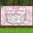 thumbnail image 3 of Nuevo póster de fondo de cumpleaños de Kuromi, suministros de decoración para fiestas de niñas, accesorios para fotos, decoración para baby shower, fondo de tela, regalo para niños, 3 of 4