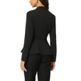 thumbnail image 3 of Allegra K Women's Notched Lapel Long Sleeves Belted Work Office Peplum Blazer, 3 of 5