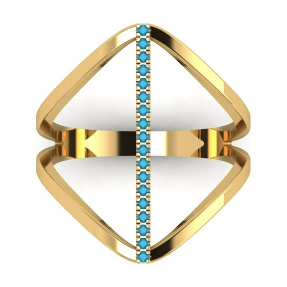 Statement Engagement Ring for Women - 0.09ct Simulated Turquoise in 18K Yellow Gold Promise Ring