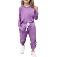 thumbnail image 2 of MKOSPLRT Girls Outfits 2 Piece Sets Long Sleeve Crewneck Tops Jogger Pants Solid Color Lounge Sweatsuits Loose Tracksuit with Pocket, 2 of 5