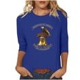 thumbnail image 3 of Lazyguy 1776-2026 The US 250th Anniversary Pullover Women Graphic Printed Loose Tees O-Neck Cropped Sleeves Blouses T-Shirts for Festival Casual S-4XL Blue, 3 of 9