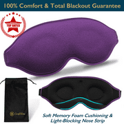 ComfiTime Memory Foam Sleep Mask - 100% Blackout 3D Eye Mask for Sleeping, Eye Covers for Men & Women, Contour Blindfold with Nose Baffle for Adult, Soft Travel Eye Blinders Night Mask, Purple