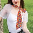 thumbnail image 5 of Tinted Cloth Long Strip Silk Scarf 46.9in×3.1in Soft, Silky, Shiny, Dustproof And Sunscreen For Daily Out Date Travel Photos Red Tie Dye Background Rainbow Colors (5), 5 of 6