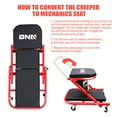 thumbnail image 4 of DNA MOTORING TOOLS-00184 36 Pouces 2 en 1 Pneus Pliants Creeper/siège, 6 Pcs Roulettes 2 Pouces, Capacité de 150kg, Rouge, 4 of 6