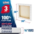 thumbnail image 2 of U.S. Art Supply 36 x 36 inch Stretched Canvas 12-Ounce Triple Primed, 3-Pack - Professional Artist Quality White Blank 3/4" Profile, 100% Cotton, Heavy-Weight Gesso - Acrylic Pouring, Oil Painting, 2 of 7