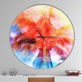 thumbnail image 2 of Designart 'Retro Palms Red Watercolor ' Modern wall clock, 2 of 6