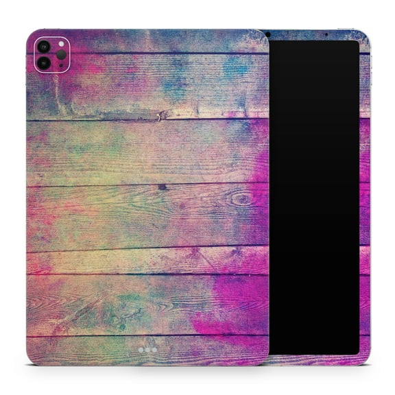 DesignSkinz Pink & Blue Grunge Wood Planks Full-Body Skin Decal Wrap Cover for iPad (A1219/A1337)