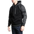 thumbnail image 4 of G-Style USA Men's Heavyweight Contrast Raglan Striped Sleeve Fleece Pullover Hoodie Sweatshirt MH13115 - Black/Charcoal - Small, 4 of 6