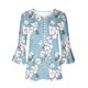 thumbnail image 5 of ICHUANYI ClearanceWomen‘s Summer Sexy Fold Printed Regular Women 3/4 Sleeves V Neck Button Tops Blouse(Sky Blue, L) ICHUANYI WER20232080505192, 5 of 5