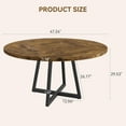 thumbnail image 2 of 47-Inch Round Dining Table, Industrial Wooden Kitchen Table for 4-6, Rustic Dinner Table with Metal Base and Adjustable Pads, Brown(Only Table), 2 of 7