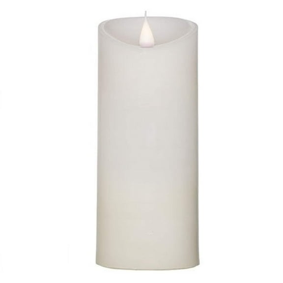 Roman Flameless LED Candle 7"H White Smooth Pillar Outdoor 3-D Motion