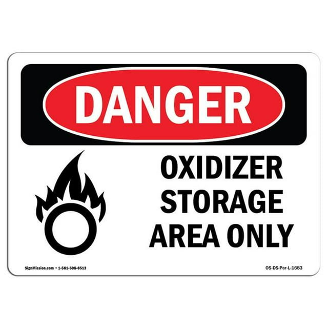 SignMission OS-DS-A-1218-L-1683 12 x 18 Po Signe de Danger OSHA - Zone de Stockage de Comburant Seulement