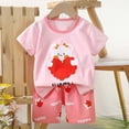 thumbnail image 2 of Agkizg Girls 2 Piece Summer Short Sleeve Outfit Set Cotton Printed T-Shirt and Shorts Casual Playwear for Toddler Kids, 2 of 5
