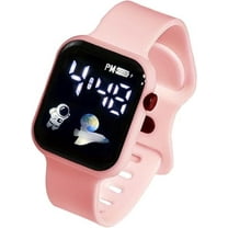 LED Electronic Watch Precision Time Viewing Adjustable Strap Astronaut Fashion Pattern for Men Women Black