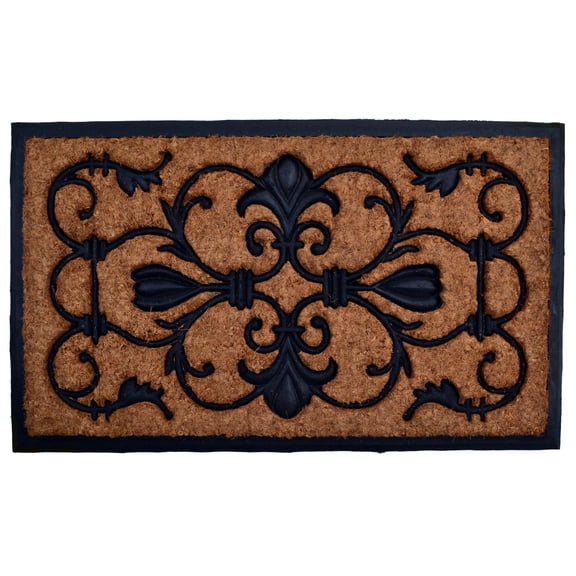 Imports Decor Inc 30" Black and Brown Brigoder Square Design Decorative Hand Woven Doormat