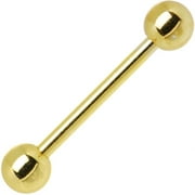 14G (1.6mm) 24K Gold Tongue Ring/Nippl Over Surgical Steel Nickel Free (1Piece) (PL) (19mm) (B/6/6)