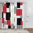 thumbnail image 3 of Rideaux Géométriques Noirs et Rouges Longueur Pièce Moderne 52l x 84h Pouces Blanc Gris Abstrait à Passe-Tringle pour Chambre Cuisine Salon Rideaux de Fenêtre 2 Panneaux, 3 of 5