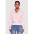 thumbnail image 2 of Women's Faux Fur Trim Zip Front Hoodie with Pom Poms, 2 of 5