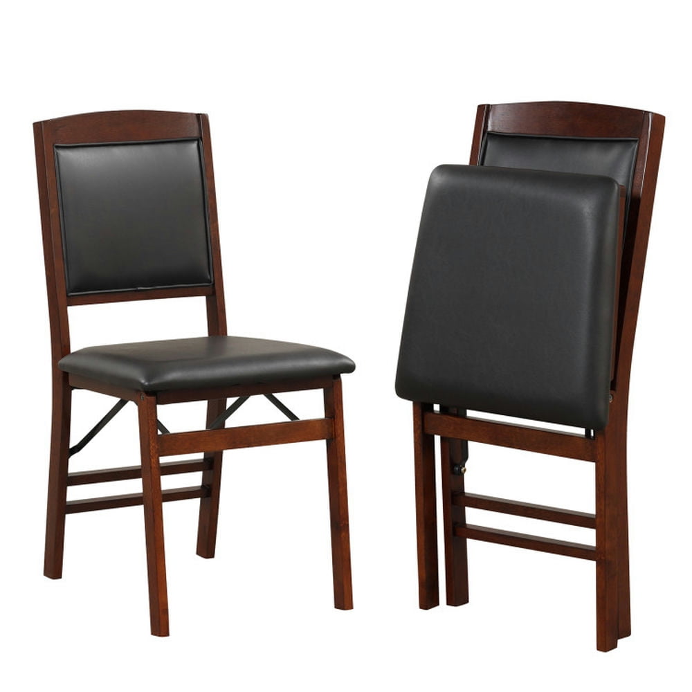 Demi Bonn Set of 2 Folding Dining Chairs with Padded Seat and High Backrest, Brown
