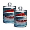 thumbnail image 2 of 4 Pack Shark with Christmas Hat Qtip Holder Dispenser Clear Plastic Storage Apothecary Jars for Cotton Swabs Balls Pads Floss, 2 of 7