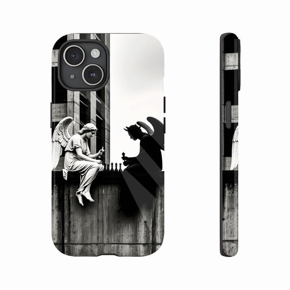 Edgy Angel Demon Design Trendy iPhone Case for Young Users Holiday Gift Durable Shockproof Clear View Compatible with iPhone 11/12/13/14/15/16 (Pro Max/Plus)