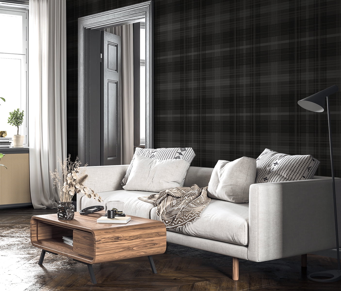 Stacy Garcia Home Wrought Iron Crossroads Plaid Peel and Stick Wallpaper - 20.5 in. W x 10 ft. L Roll