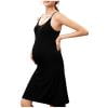 thumbnail image 1 of QIUOMBBP Robes de Maternité pour Femmes Sans Manches à Bretelles Spaghetti Robe Midi en Modal avec Soutien-Gorge Intégré Ample Tenue de Nuit de Grossesse Noir m, 1 of 1