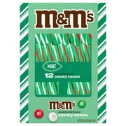 M&M's Mint Chocolate Candy Canes, 12ct Box, Hard Christmas Candy, Gluten-Free