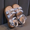 thumbnail image 4 of MIASHUI Girls Dress Sandals with Bow Summer Casual Open Toe Beach Shoes,Silver,7-8 Years, 4 of 5