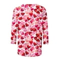 thumbnail image 5 of Tbopshirt Valentine's Day T-Shirts for Women 3/4 Sleeve Casual Crewneck Loose Graphic Tees Summer Plus Size Tops,S-XXXXXL, 5 of 5